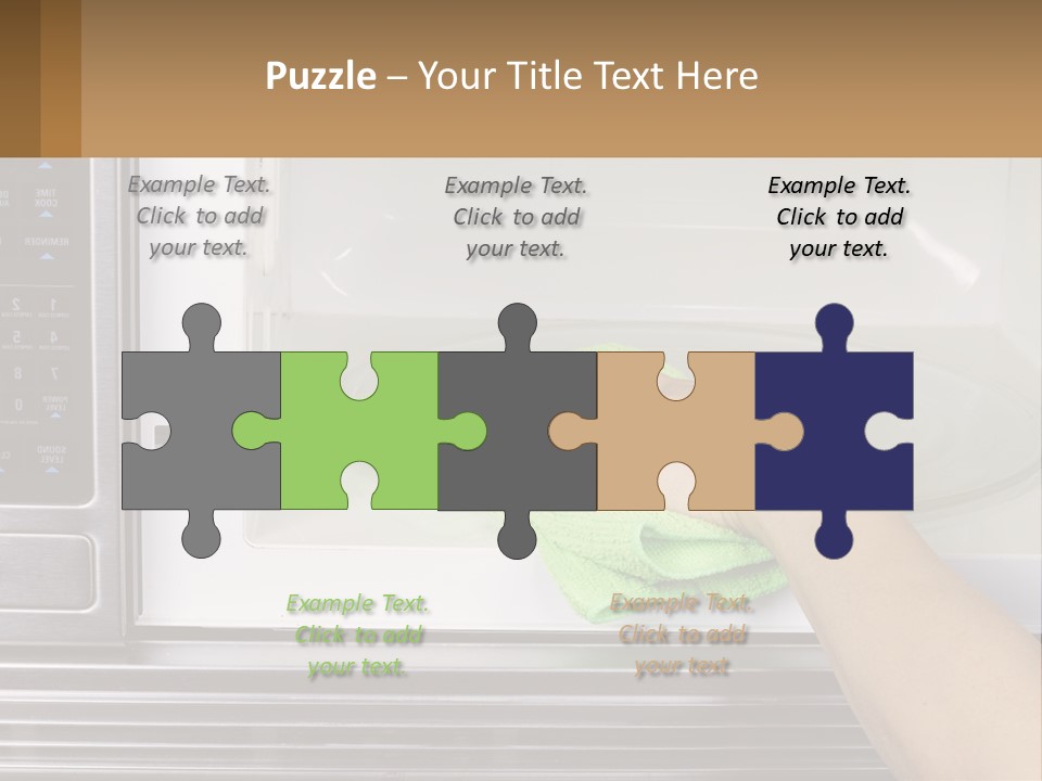 A Person Cleaning A Microwave With A Green Towel PowerPoint Template