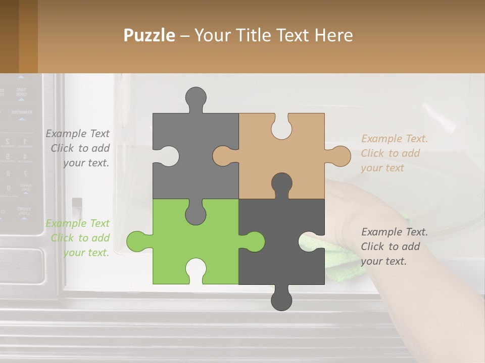 A Person Cleaning A Microwave With A Green Towel PowerPoint Template