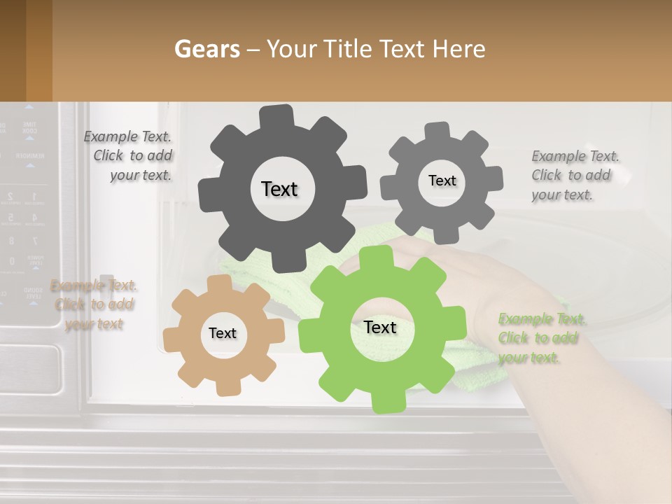 A Person Cleaning A Microwave With A Green Towel PowerPoint Template
