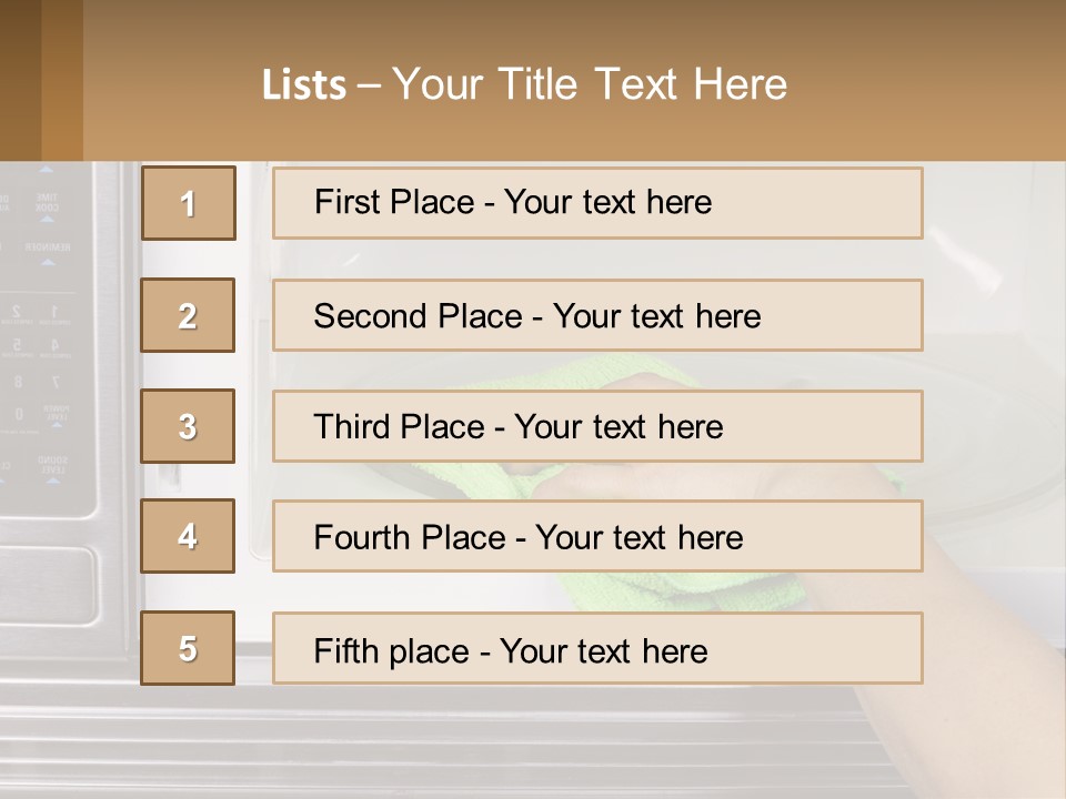 A Person Cleaning A Microwave With A Green Towel PowerPoint Template