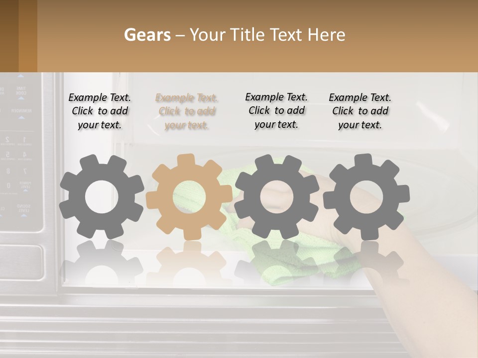 A Person Cleaning A Microwave With A Green Towel PowerPoint Template