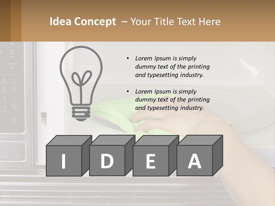 A Person Cleaning A Microwave With A Green Towel PowerPoint Template