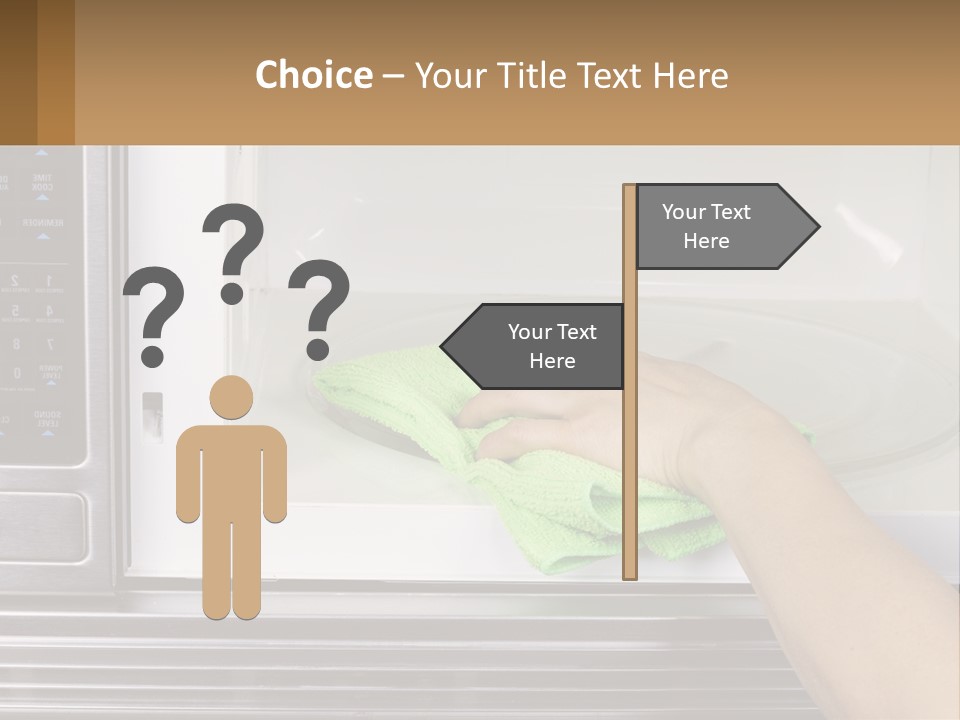 A Person Cleaning A Microwave With A Green Towel PowerPoint Template