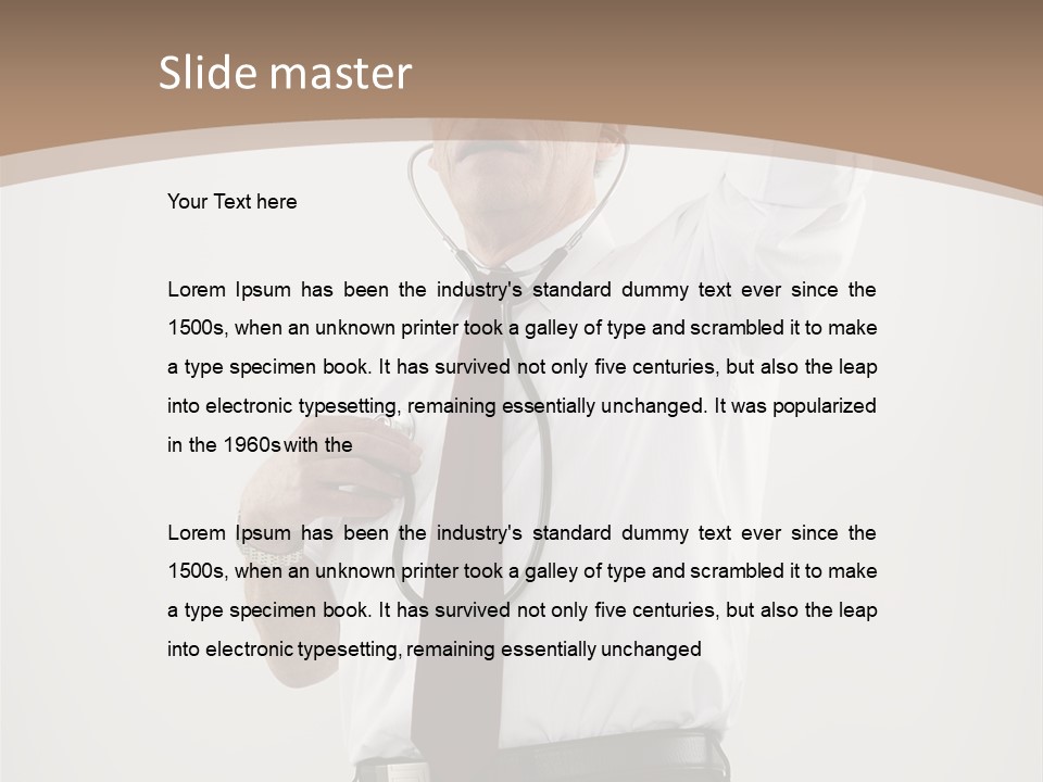 A Man In A Tie Is Holding His Head With His Hands PowerPoint Template