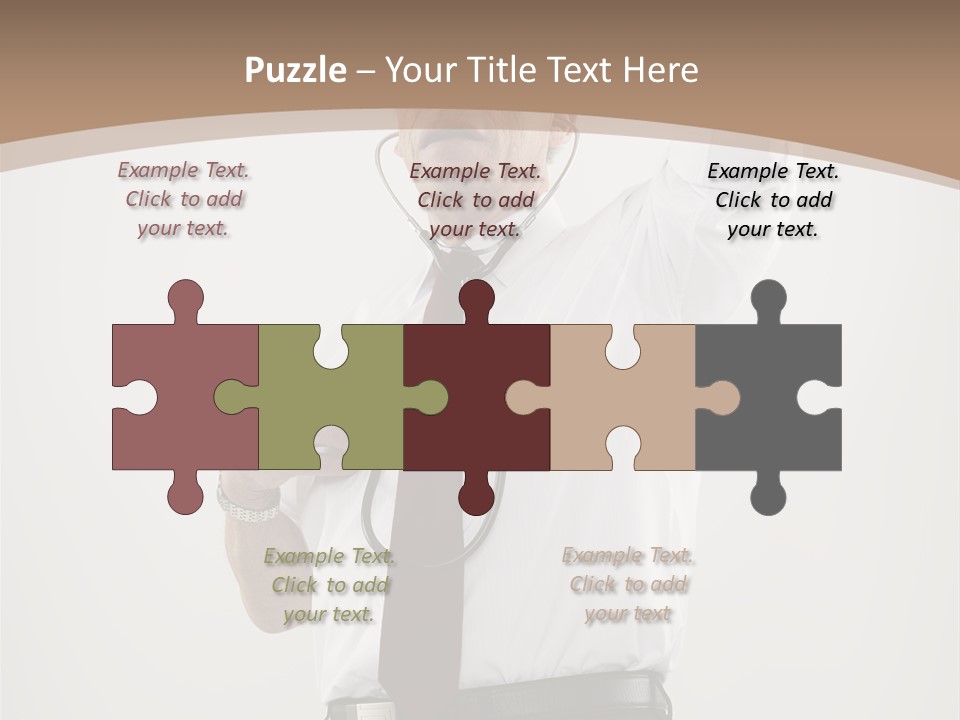 A Man In A Tie Is Holding His Head With His Hands PowerPoint Template