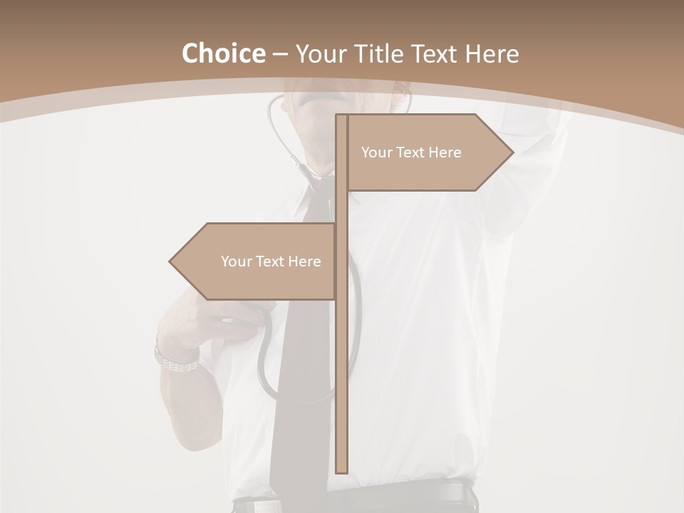 A Man In A Tie Is Holding His Head With His Hands PowerPoint Template