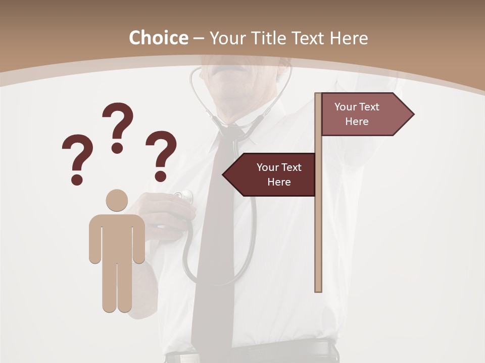 A Man In A Tie Is Holding His Head With His Hands PowerPoint Template