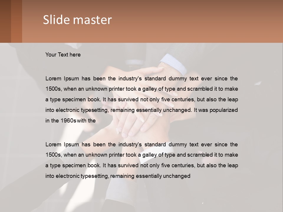 A Group Of People Putting Their Hands Together PowerPoint Template