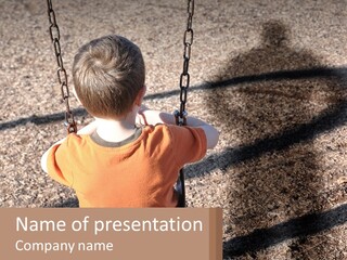 A Little Boy Sitting On A Swing In A Playground PowerPoint Template
