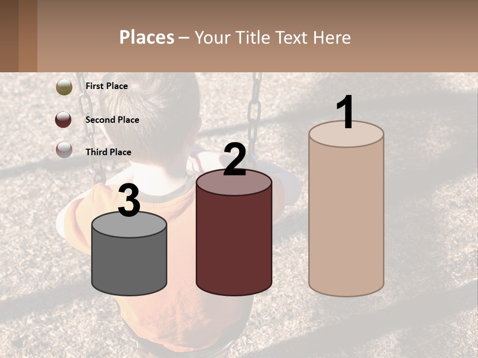 A Little Boy Sitting On A Swing In A Playground PowerPoint Template