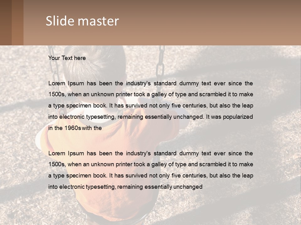 A Little Boy Sitting On A Swing In A Playground PowerPoint Template