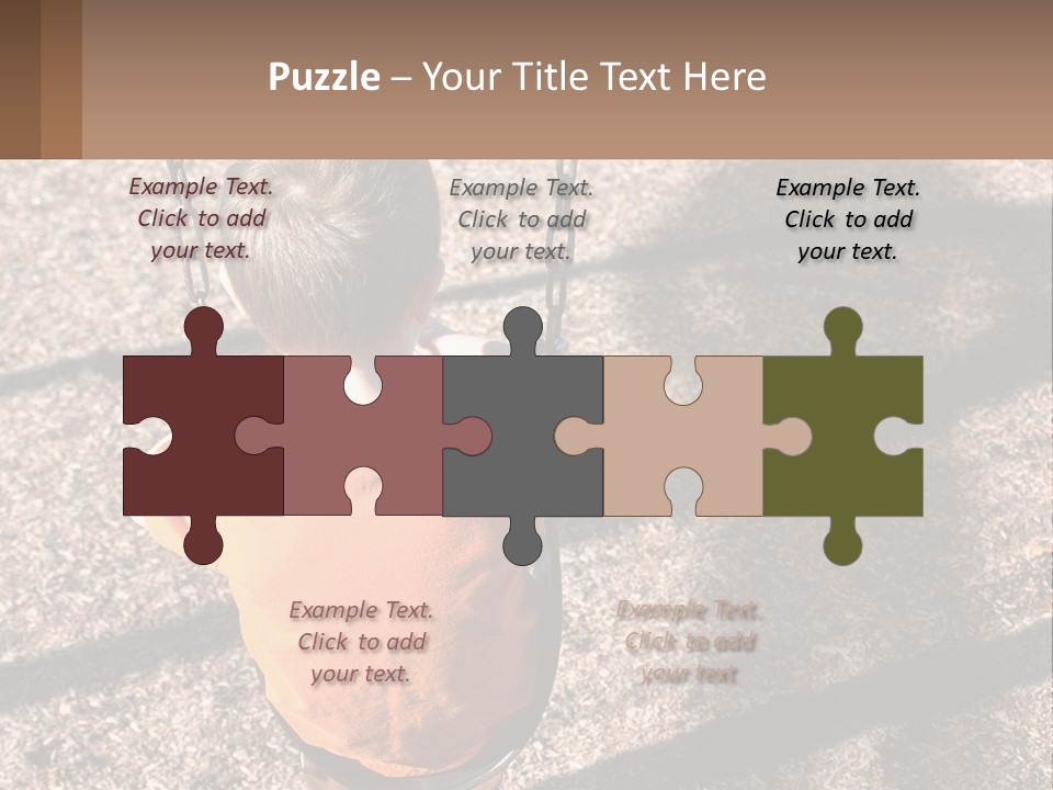 A Little Boy Sitting On A Swing In A Playground PowerPoint Template