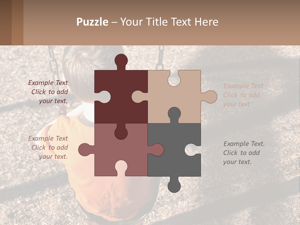 A Little Boy Sitting On A Swing In A Playground PowerPoint Template