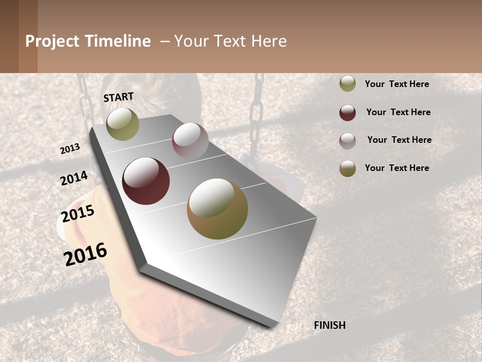A Little Boy Sitting On A Swing In A Playground PowerPoint Template