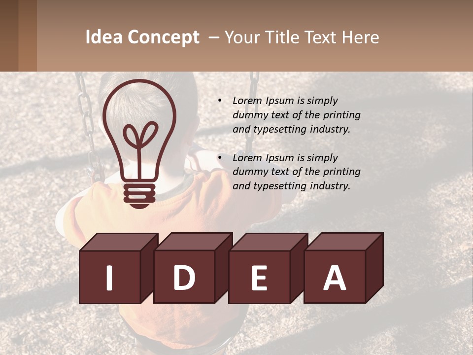 A Little Boy Sitting On A Swing In A Playground PowerPoint Template