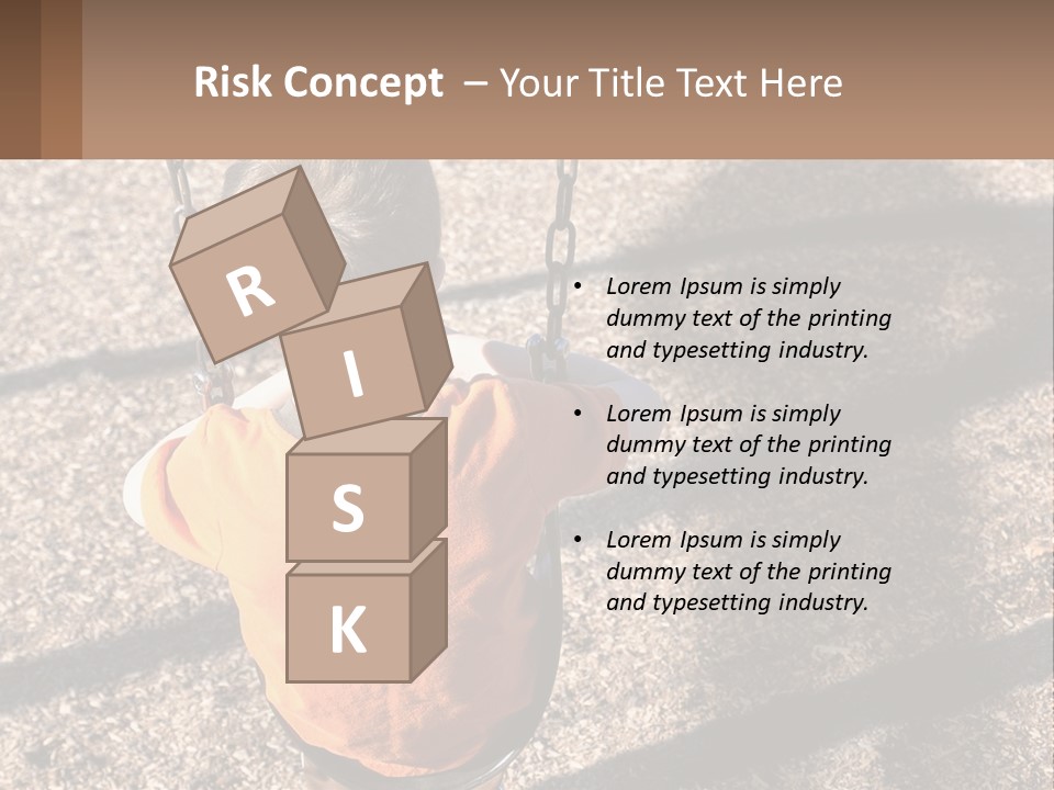 A Little Boy Sitting On A Swing In A Playground PowerPoint Template