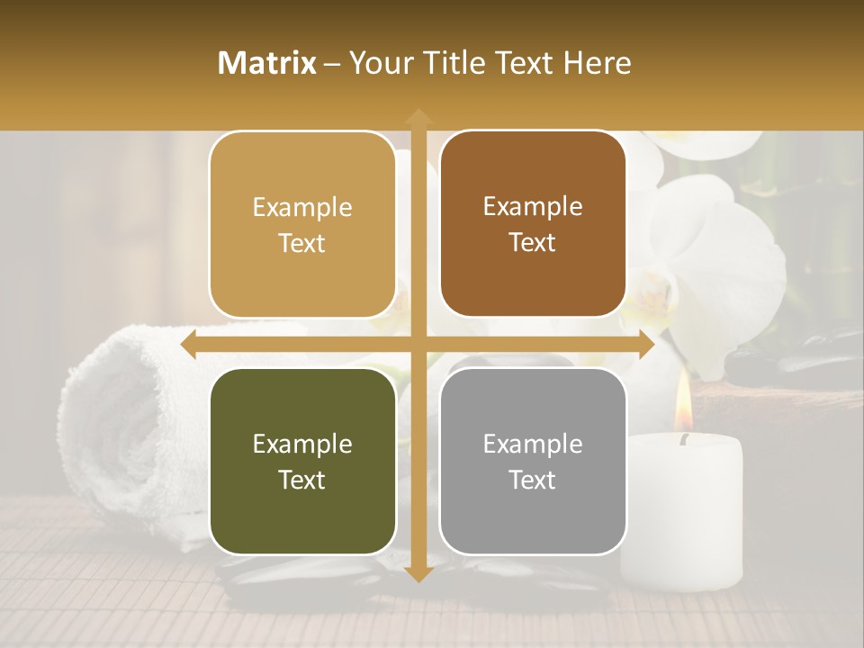 A White Candle And Some Black Rocks On A Table PowerPoint Template