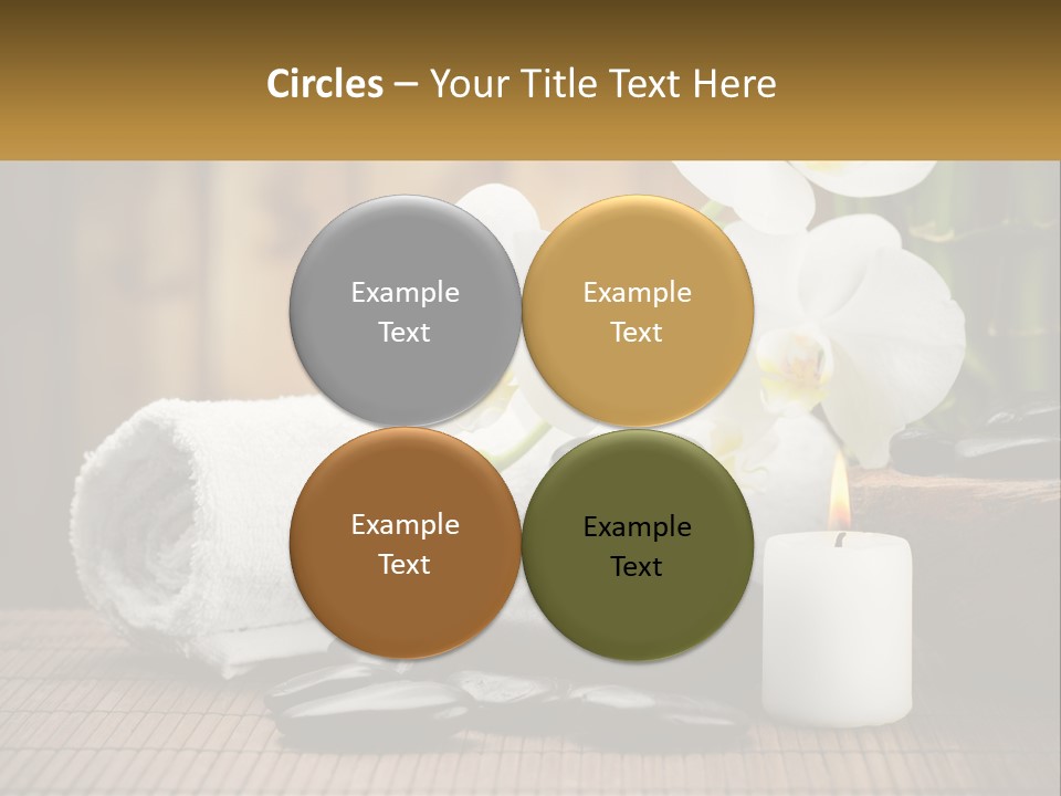 A White Candle And Some Black Rocks On A Table PowerPoint Template