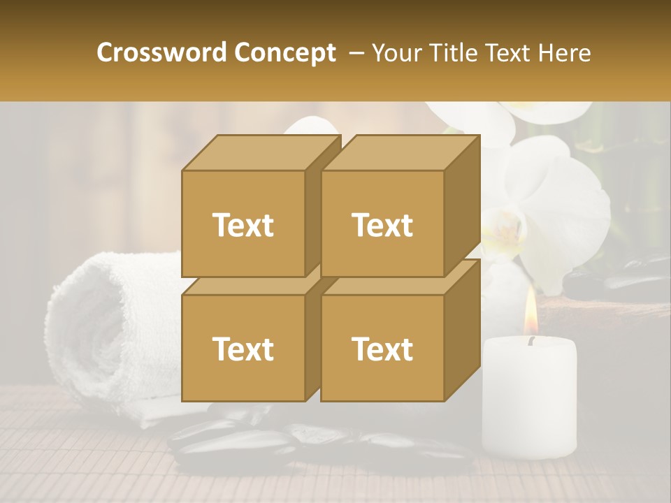 A White Candle And Some Black Rocks On A Table PowerPoint Template