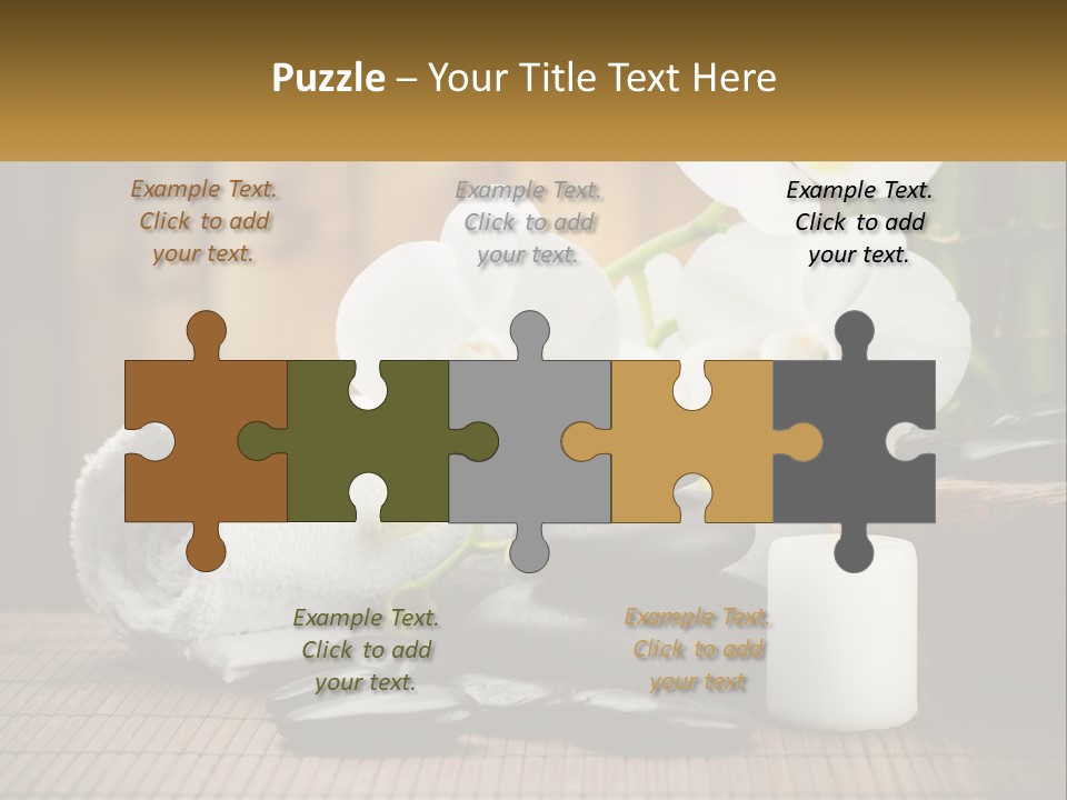A White Candle And Some Black Rocks On A Table PowerPoint Template