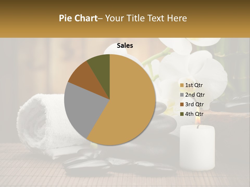 A White Candle And Some Black Rocks On A Table PowerPoint Template