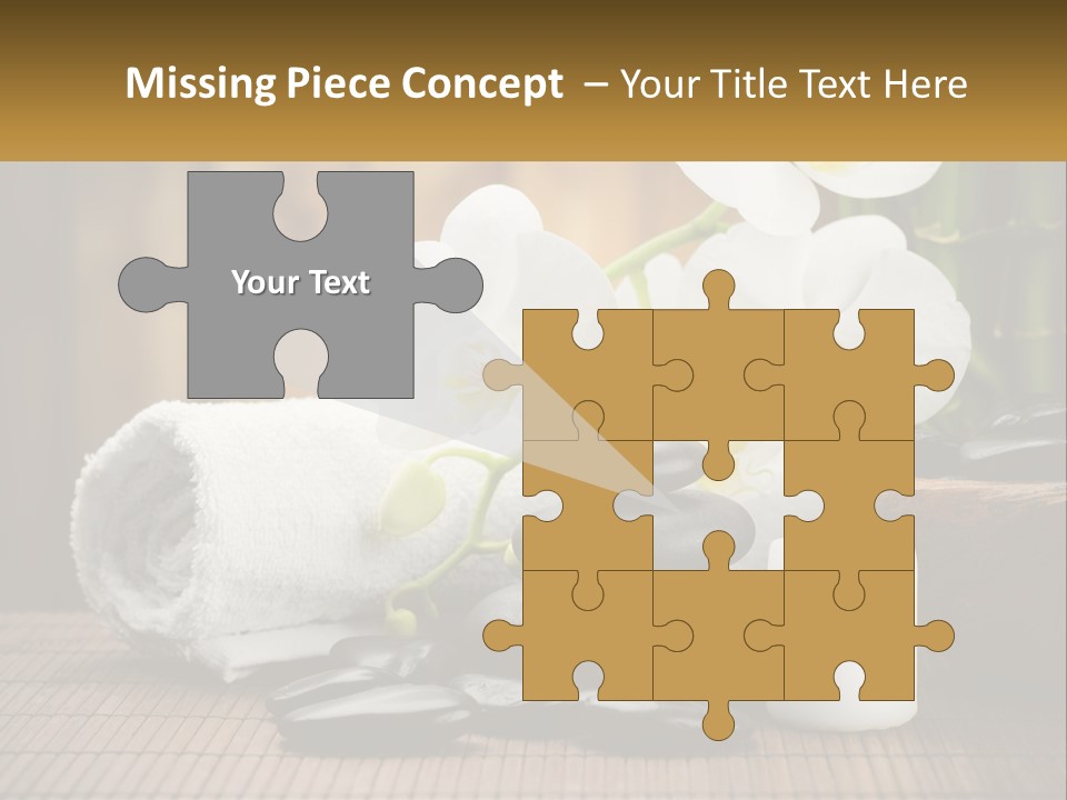 A White Candle And Some Black Rocks On A Table PowerPoint Template