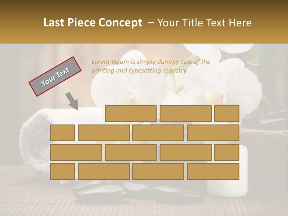 A White Candle And Some Black Rocks On A Table PowerPoint Template