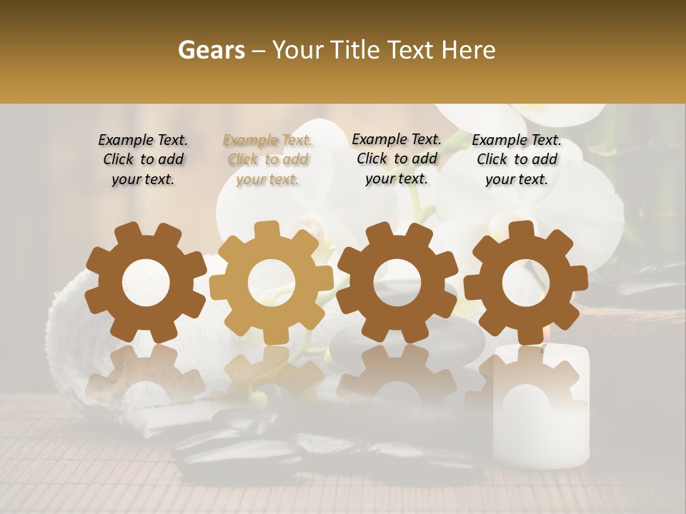 A White Candle And Some Black Rocks On A Table PowerPoint Template