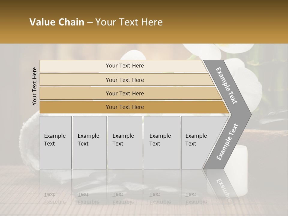 A White Candle And Some Black Rocks On A Table PowerPoint Template