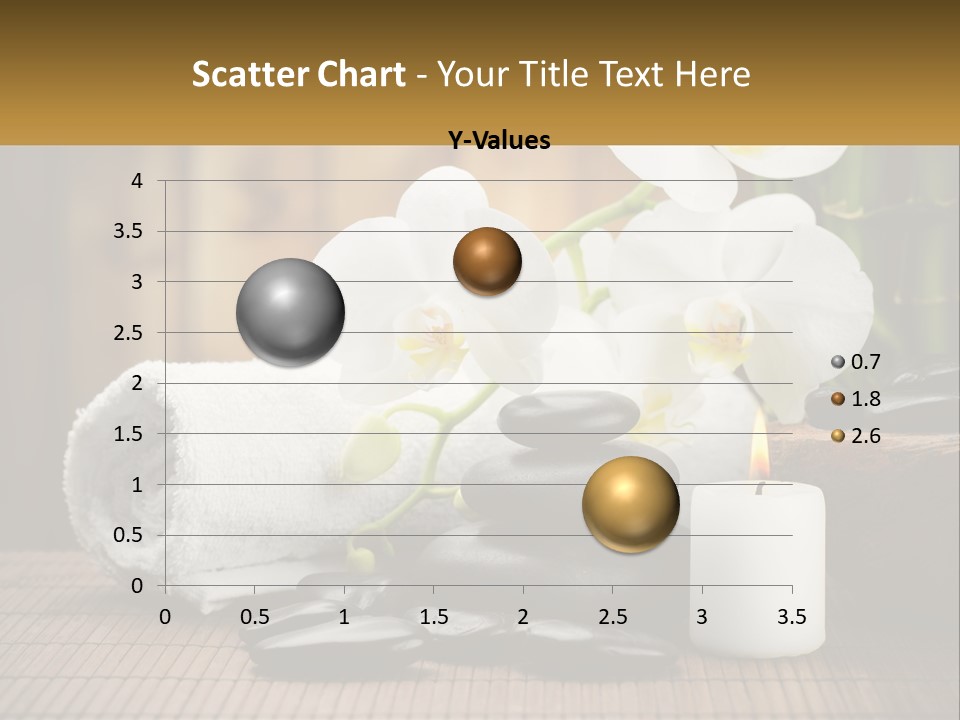 A White Candle And Some Black Rocks On A Table PowerPoint Template