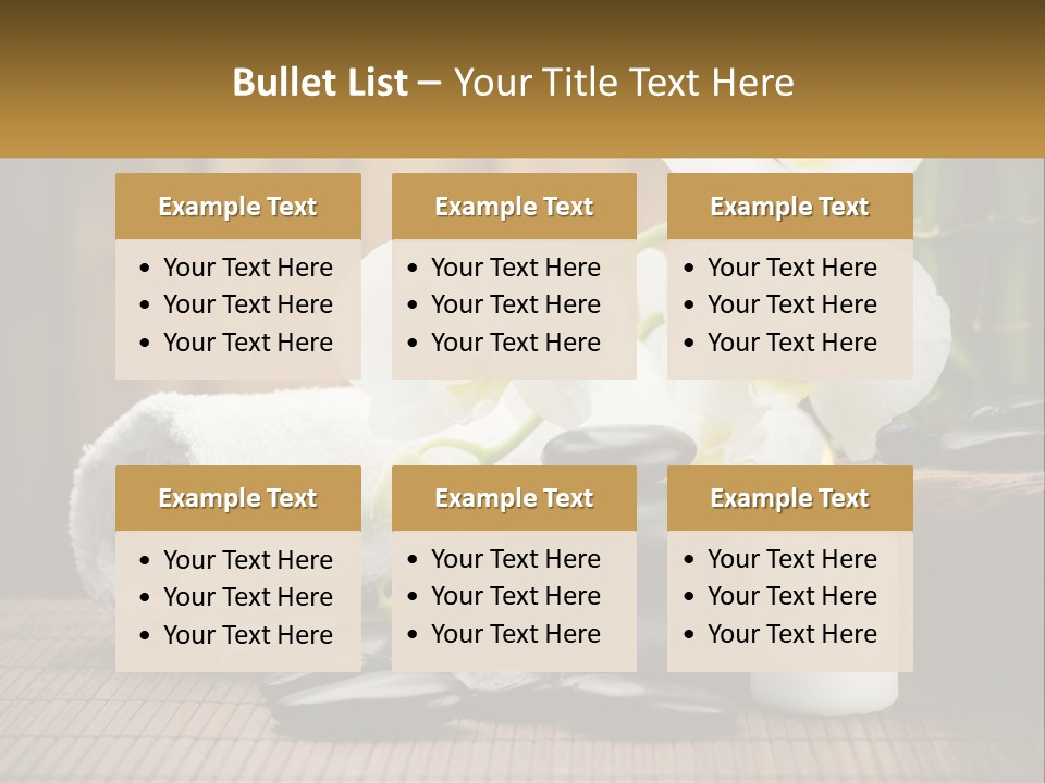 A White Candle And Some Black Rocks On A Table PowerPoint Template