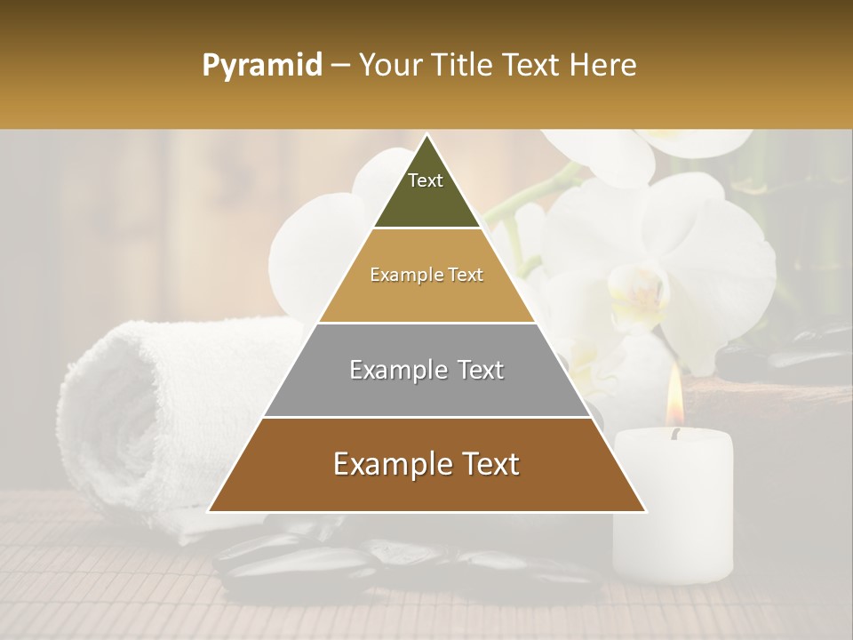 A White Candle And Some Black Rocks On A Table PowerPoint Template