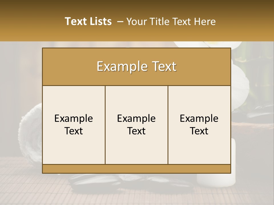 A White Candle And Some Black Rocks On A Table PowerPoint Template