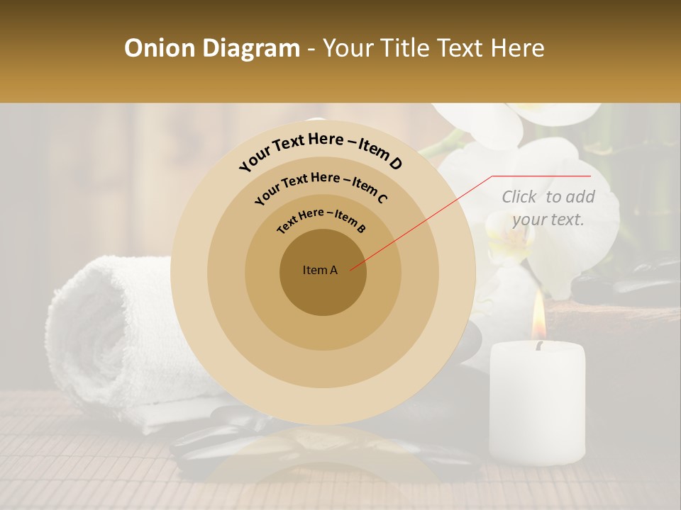 A White Candle And Some Black Rocks On A Table PowerPoint Template