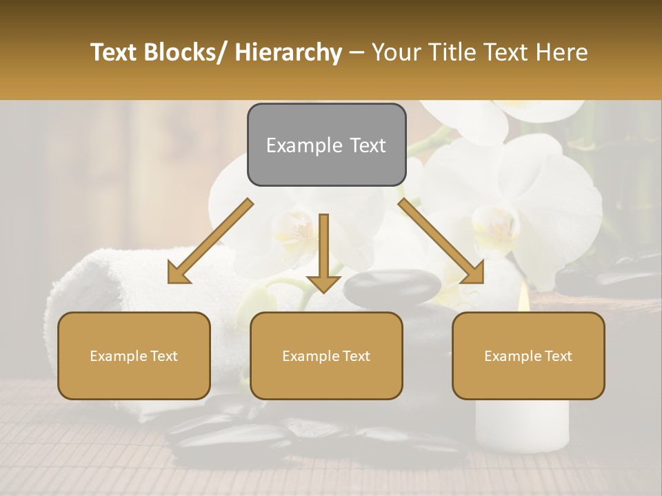A White Candle And Some Black Rocks On A Table PowerPoint Template