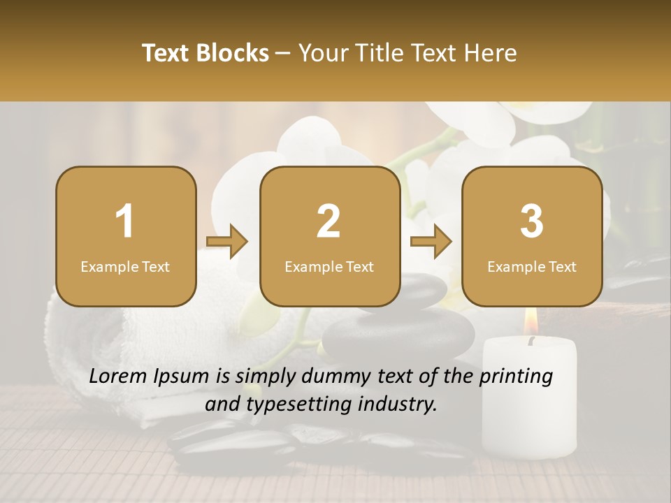 A White Candle And Some Black Rocks On A Table PowerPoint Template