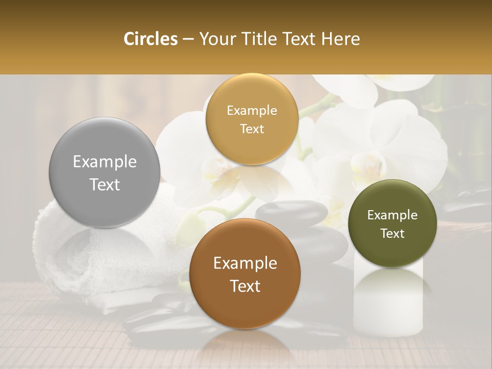 A White Candle And Some Black Rocks On A Table PowerPoint Template