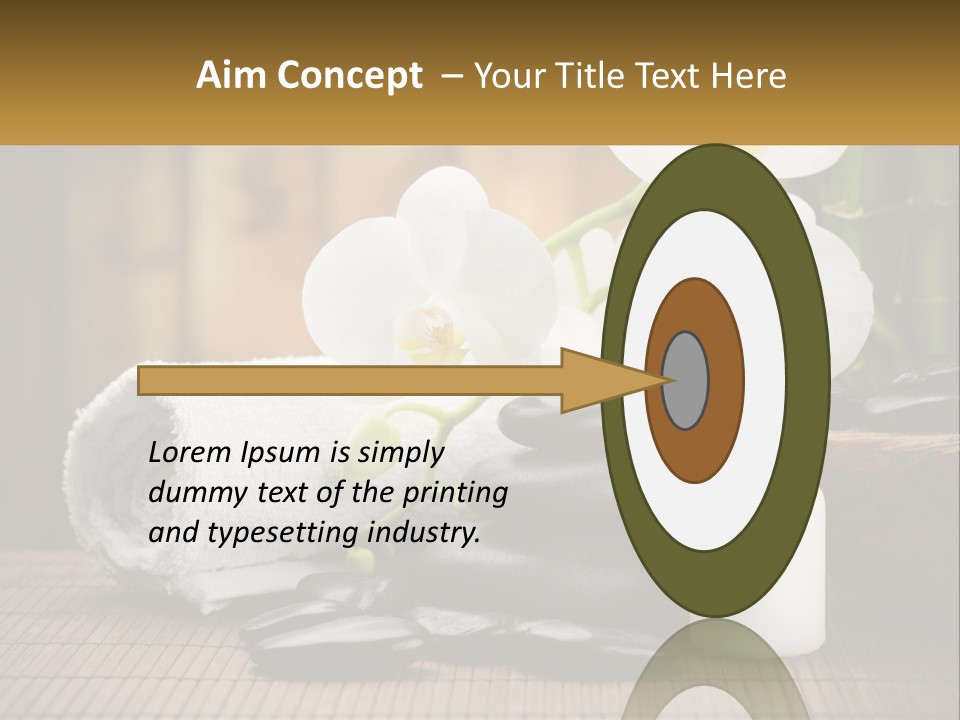 A White Candle And Some Black Rocks On A Table PowerPoint Template