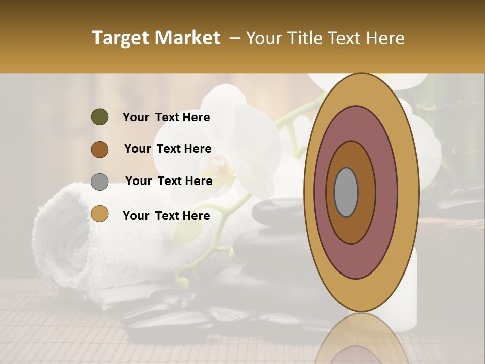 A White Candle And Some Black Rocks On A Table PowerPoint Template