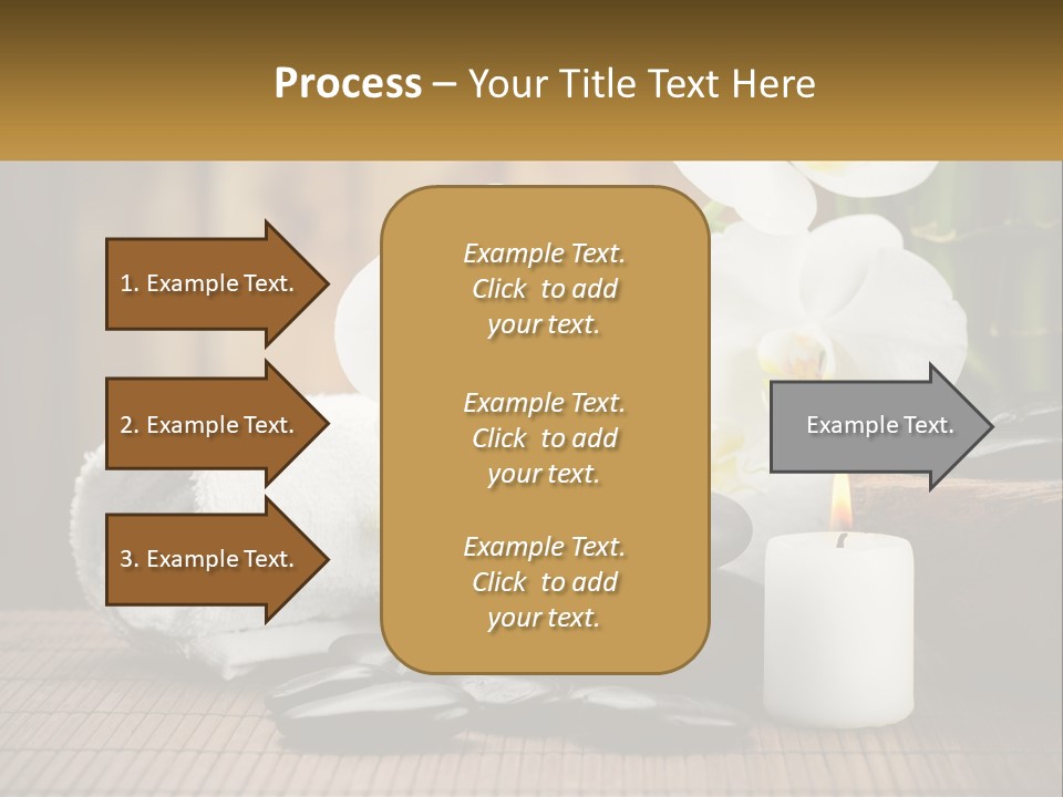 A White Candle And Some Black Rocks On A Table PowerPoint Template