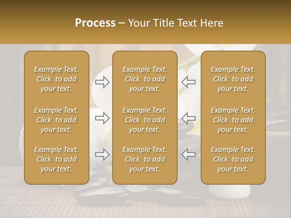 A White Candle And Some Black Rocks On A Table PowerPoint Template
