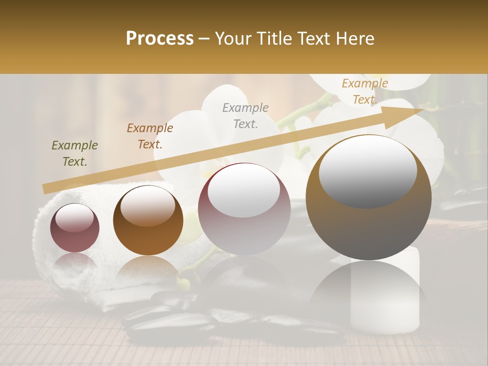 A White Candle And Some Black Rocks On A Table PowerPoint Template