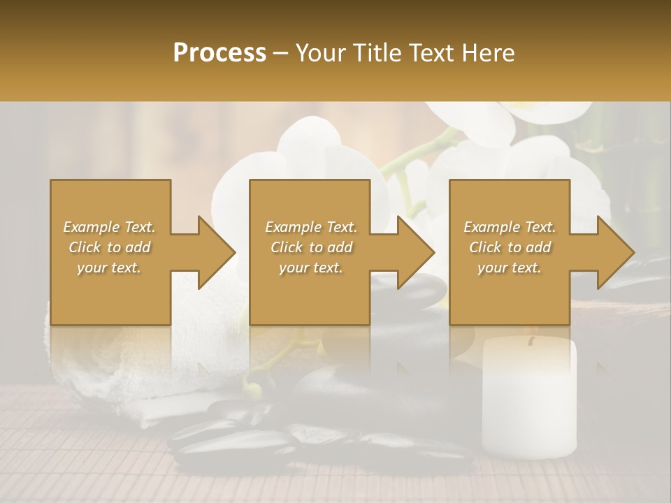 A White Candle And Some Black Rocks On A Table PowerPoint Template