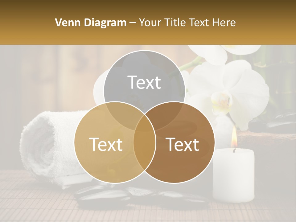 A White Candle And Some Black Rocks On A Table PowerPoint Template