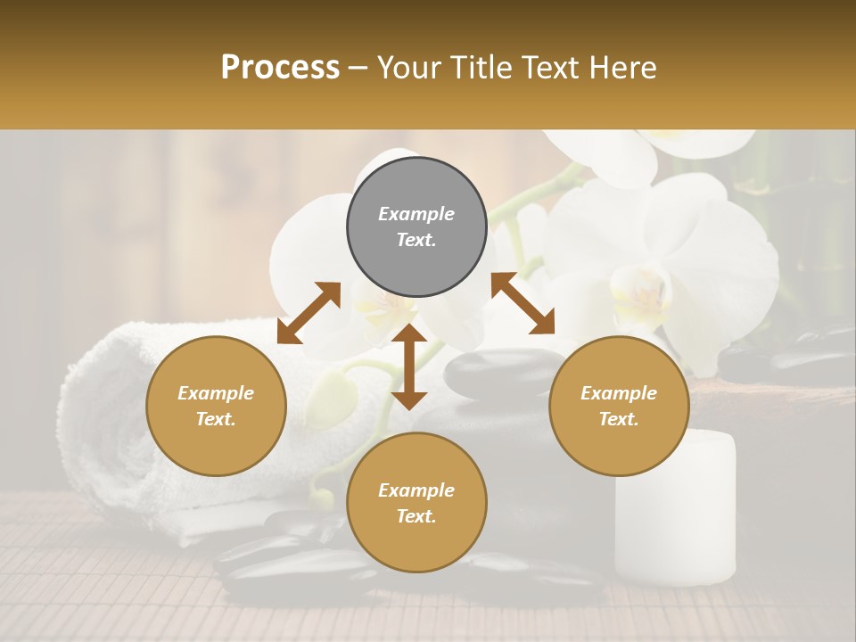 A White Candle And Some Black Rocks On A Table PowerPoint Template