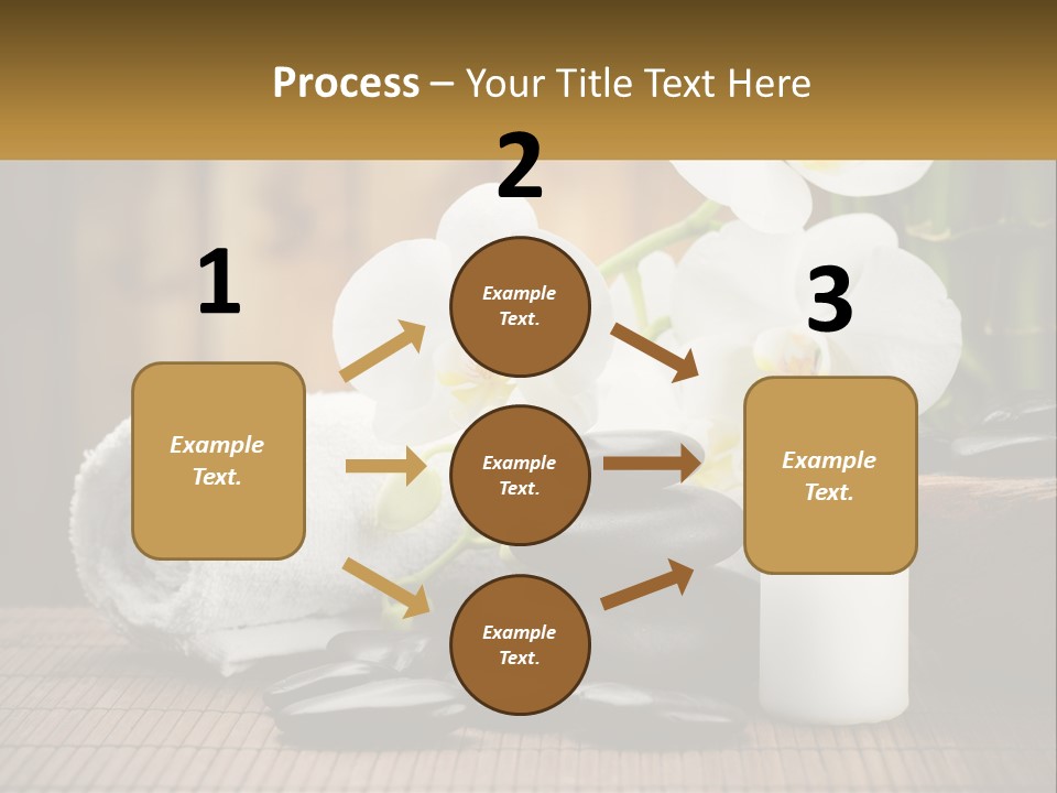 A White Candle And Some Black Rocks On A Table PowerPoint Template