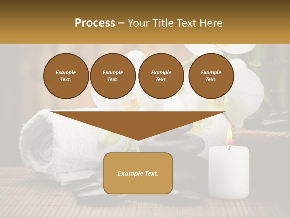 A White Candle And Some Black Rocks On A Table PowerPoint Template