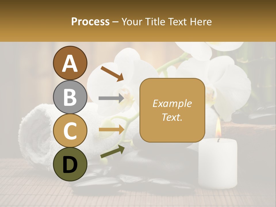 A White Candle And Some Black Rocks On A Table PowerPoint Template