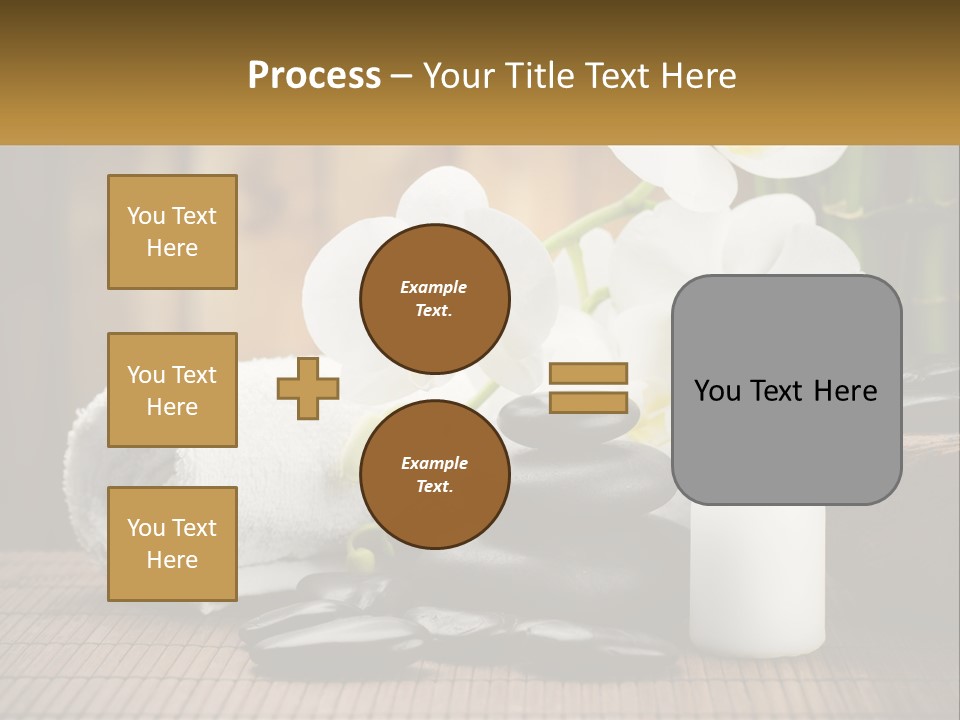 A White Candle And Some Black Rocks On A Table PowerPoint Template