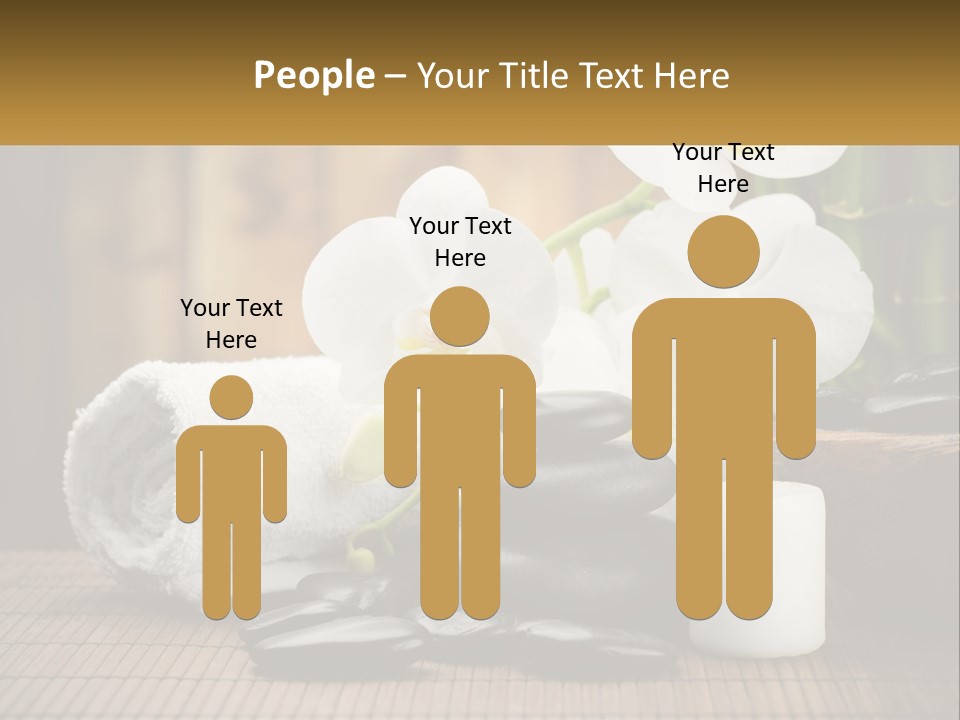 A White Candle And Some Black Rocks On A Table PowerPoint Template